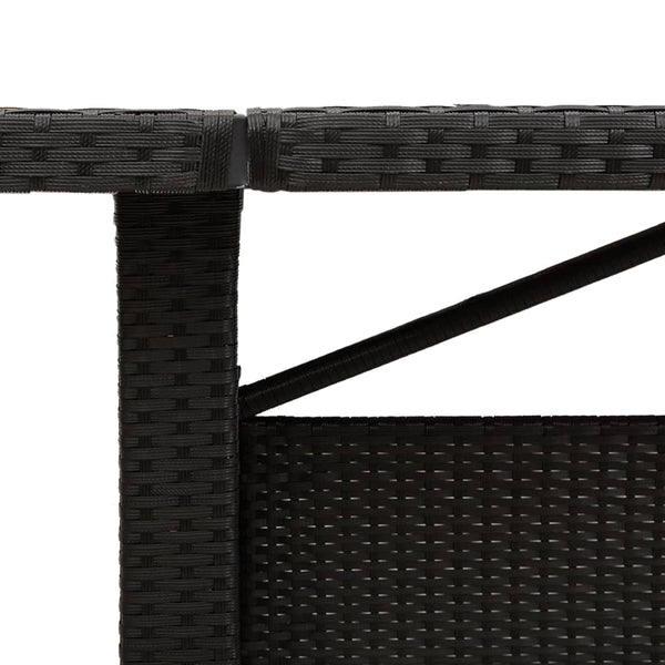 Gartentisch Schwarz Holzplatte 240 cm Poly Rattan