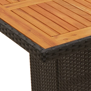 Gartentisch Schwarz Holzplatte 240 cm Poly Rattan