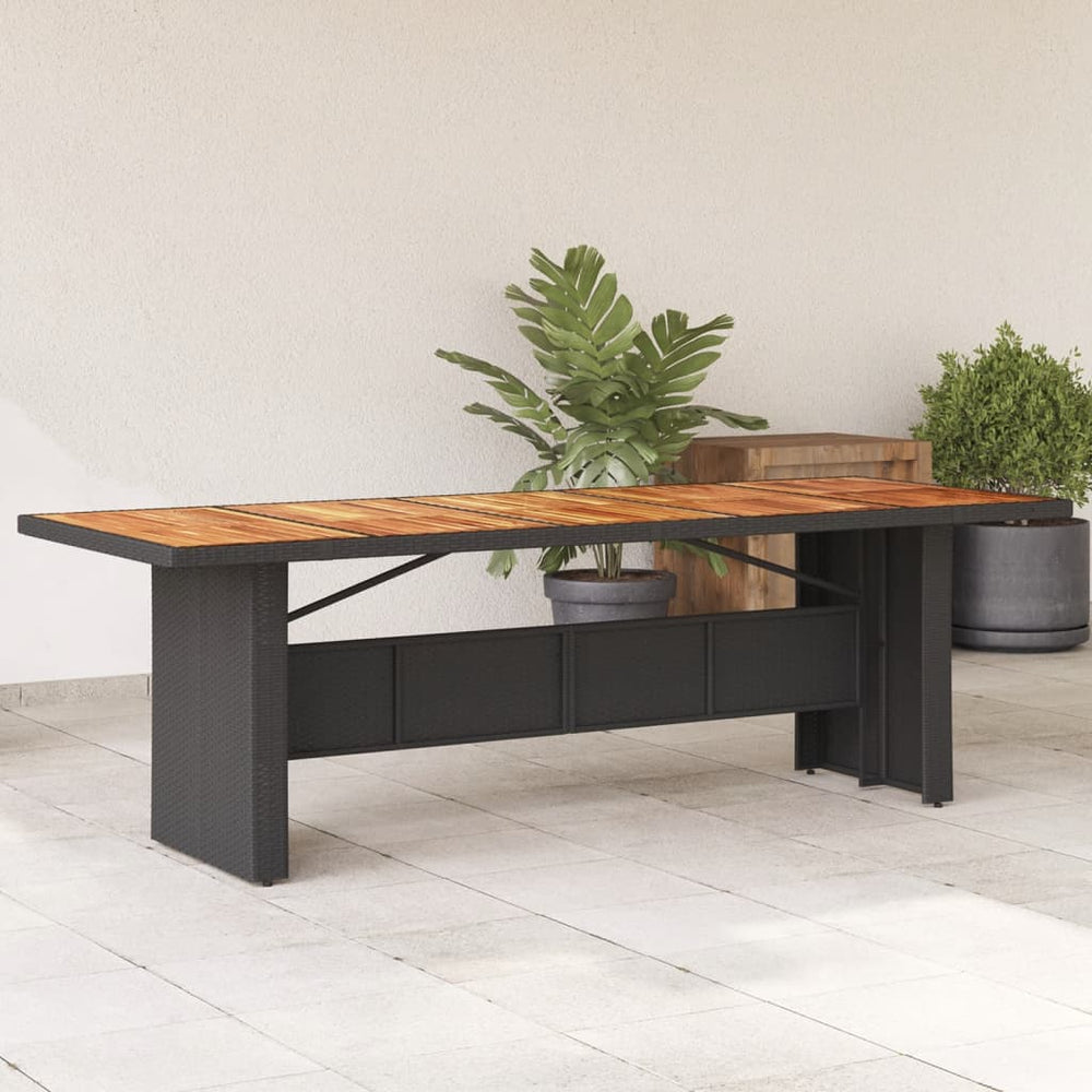 Gartentisch Schwarz Holzplatte 240 cm Poly Rattan