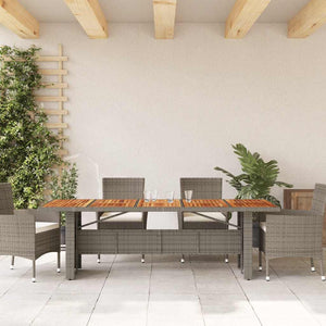 Gartentisch Grau Akazienholz 240cm Poly Rattan