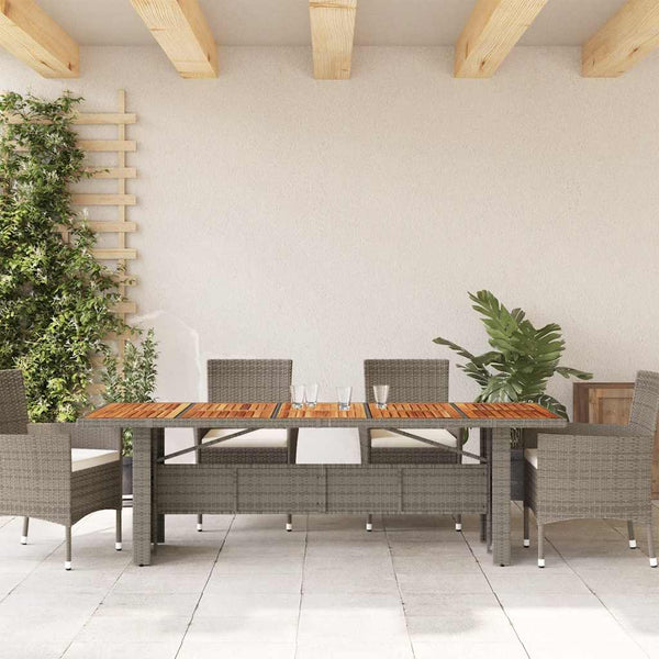 Gartentisch Grau Akazienholz 240cm Poly Rattan