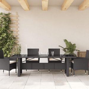 Gartentisch Schwarz mit Glasplatte 240cm