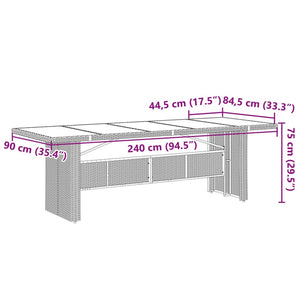 Gartentisch Schwarz mit Glasplatte 240cm