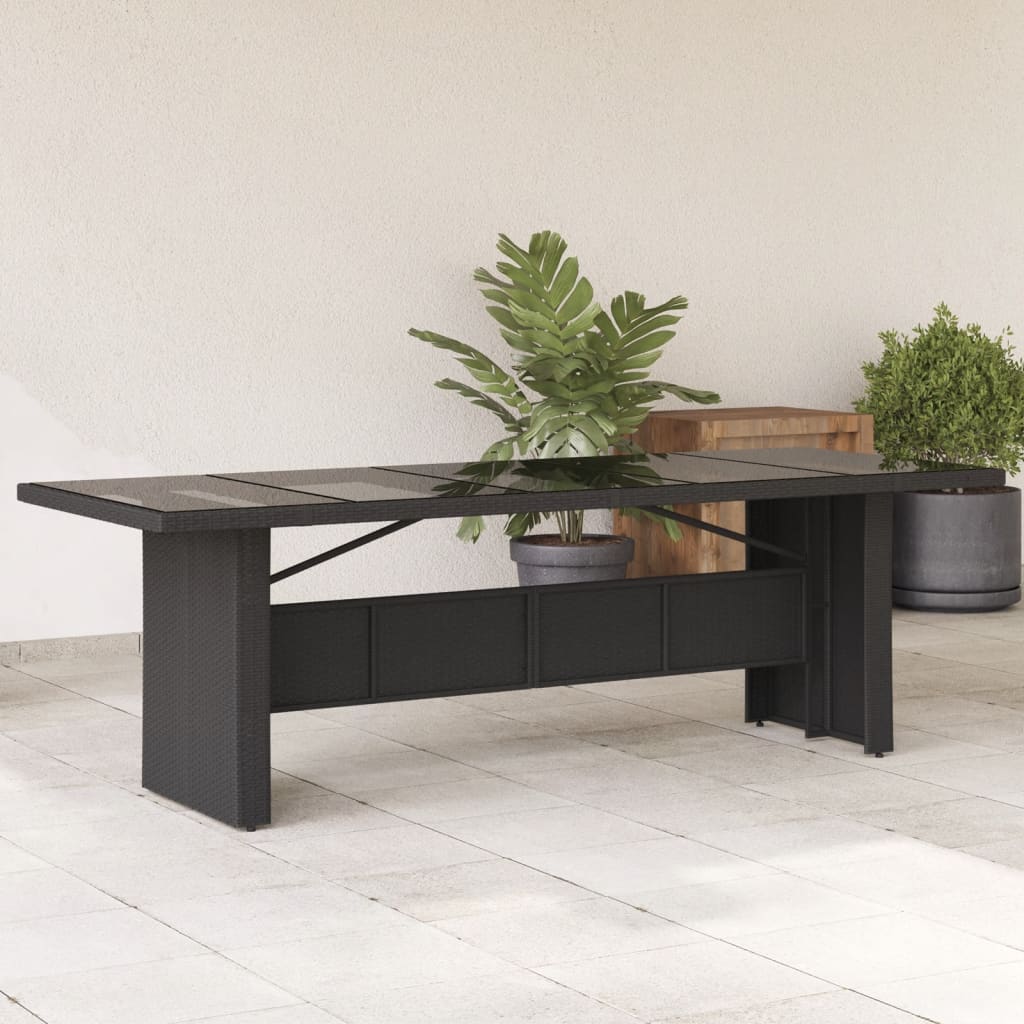 Gartentisch Schwarz mit Glasplatte 240cm