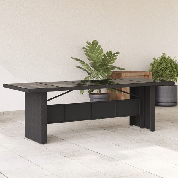 Gartentisch Schwarz mit Glasplatte 240cm
