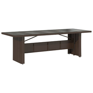 Gartentisch Braun mit Glasplatte 240x90 cm
