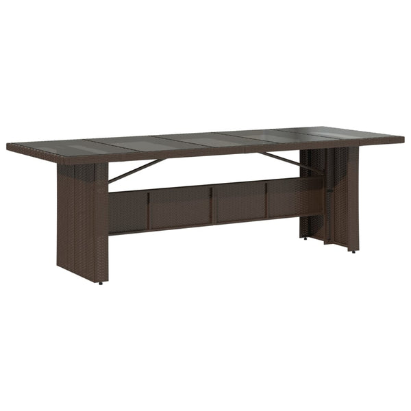 Gartentisch Braun mit Glasplatte 240x90 cm