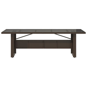 Gartentisch Braun mit Glasplatte 240x90 cm