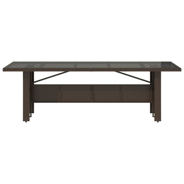 Gartentisch Braun mit Glasplatte 240x90 cm