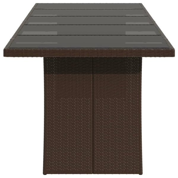 Gartentisch Braun mit Glasplatte 240x90 cm