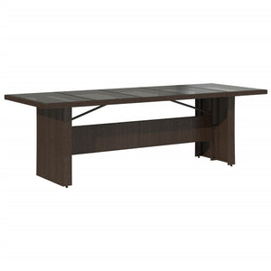 Gartentisch Braun mit Glasplatte 240x90 cm