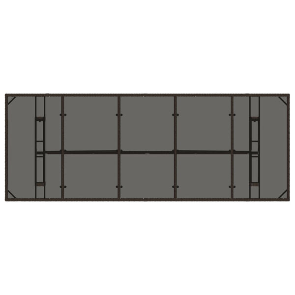 Gartentisch Braun mit Glasplatte 240x90 cm