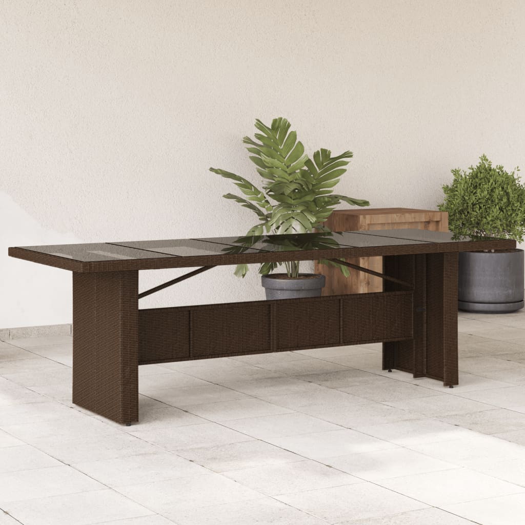 Gartentisch Braun mit Glasplatte 240x90 cm
