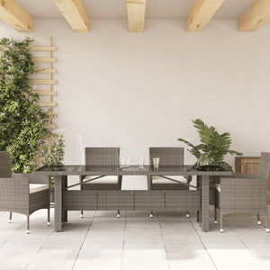 Gartentisch Grau mit Glasplatte 240 cm