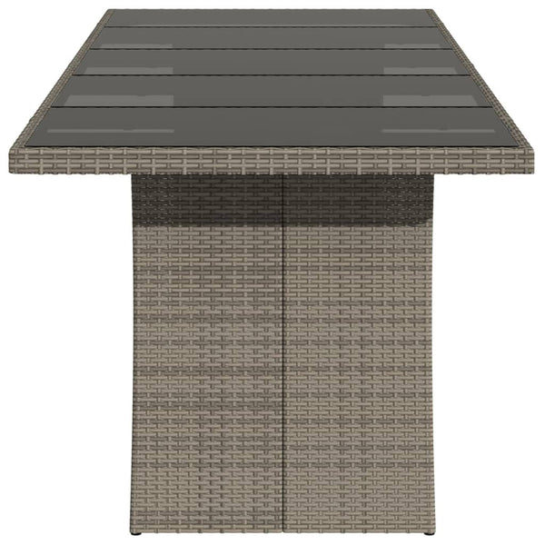 Gartentisch Grau mit Glasplatte 240 cm