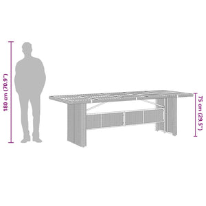 Gartentisch Grau mit Glasplatte 240 cm