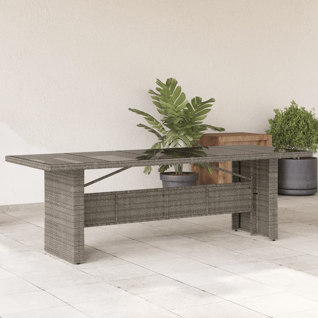 Gartentisch Grau mit Glasplatte 240 cm
