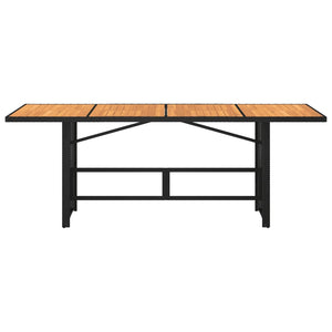 Schwarzer Gartentisch mit Holzplatte, 190 cm