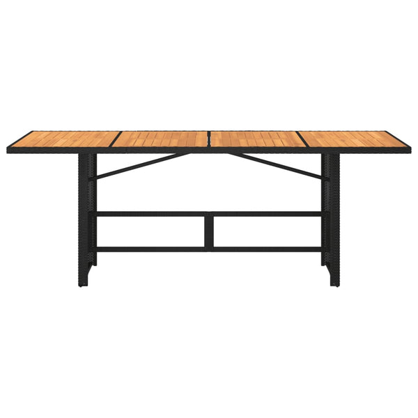 Schwarzer Gartentisch mit Holzplatte, 190 cm