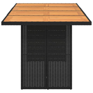 Schwarzer Gartentisch mit Holzplatte, 190 cm
