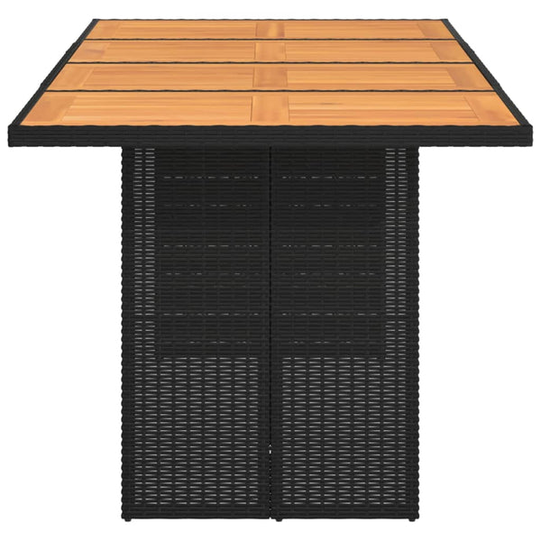 Schwarzer Gartentisch mit Holzplatte, 190 cm