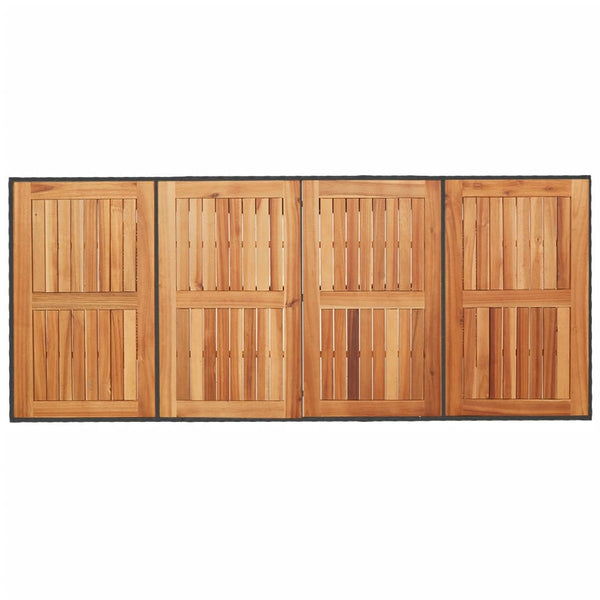 Schwarzer Gartentisch mit Holzplatte, 190 cm