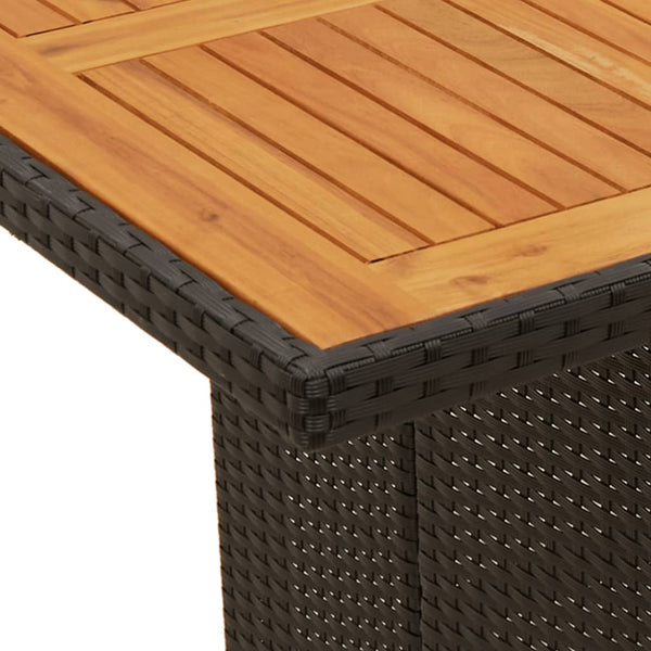 Schwarzer Gartentisch mit Holzplatte, 190 cm