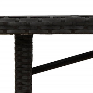 Schwarzer Gartentisch mit Holzplatte, 190 cm