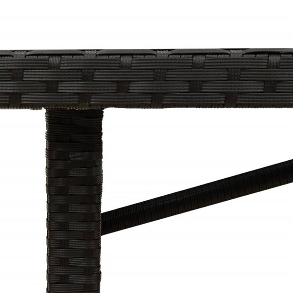 Schwarzer Gartentisch mit Holzplatte, 190 cm