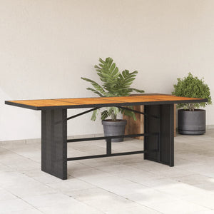 Schwarzer Gartentisch mit Holzplatte, 190 cm
