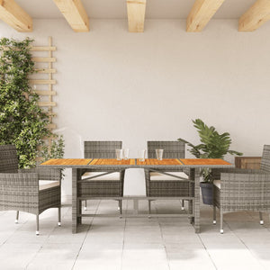 Gartentisch Akazie Grau 190cm Poly Rattan