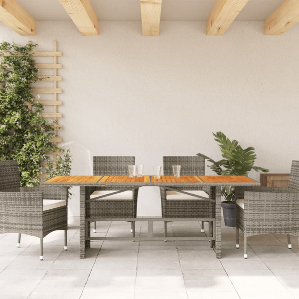 Gartentisch Akazie Grau 190cm Poly Rattan
