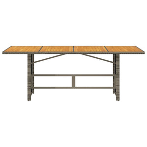 Gartentisch Akazie Grau 190cm Poly Rattan