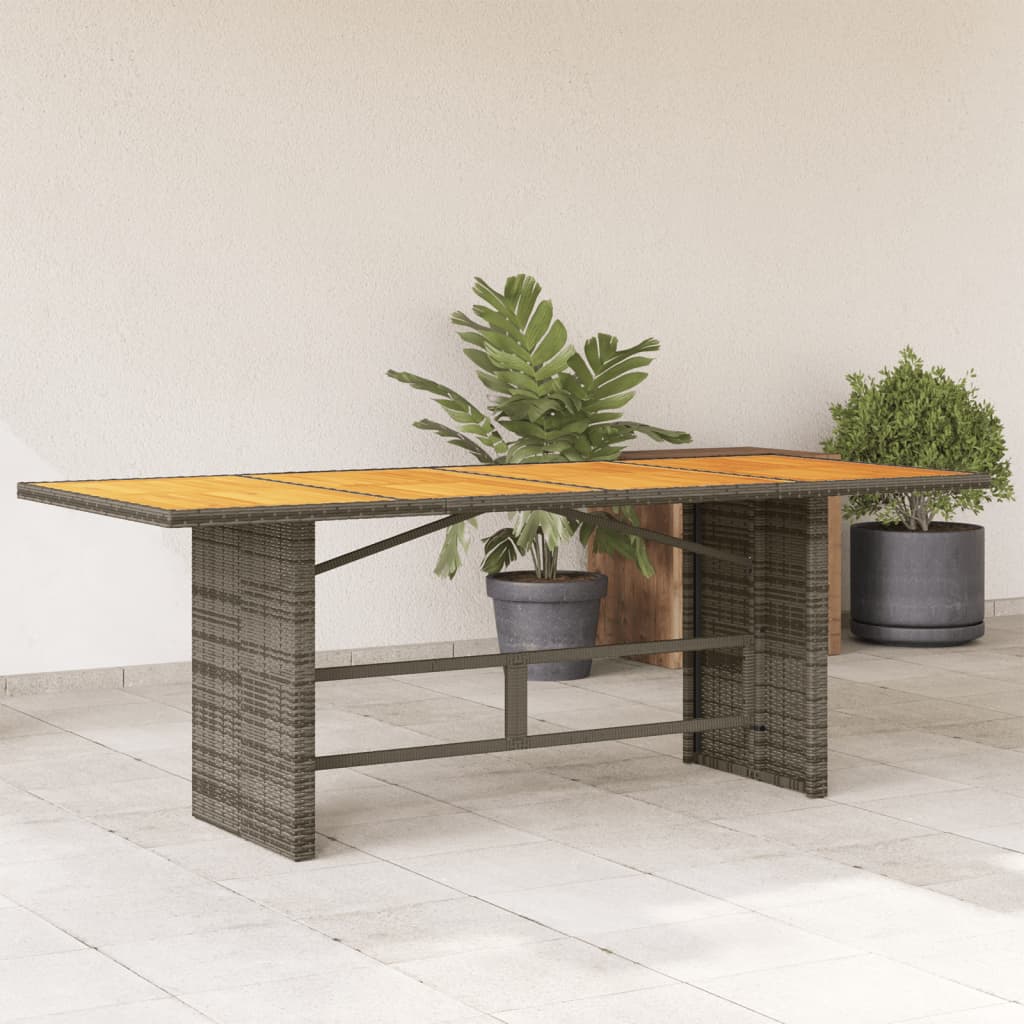 Gartentisch Akazie Grau 190cm Poly Rattan