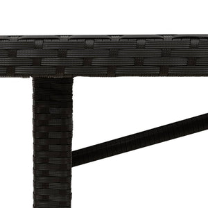 Schwarzer Gartentisch mit Glasplatte, 190 cm