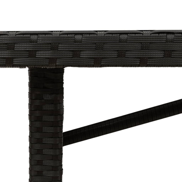 Schwarzer Gartentisch mit Glasplatte, 190 cm