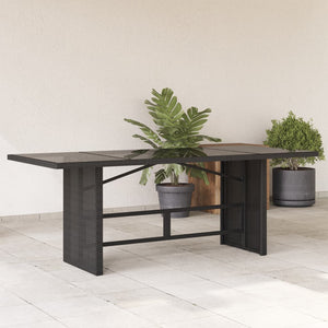 Schwarzer Gartentisch mit Glasplatte, 190 cm