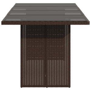 Poly Rattan Gartentisch mit Glasplatte Braun
