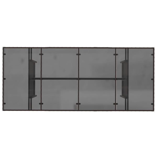 Poly Rattan Gartentisch mit Glasplatte Braun