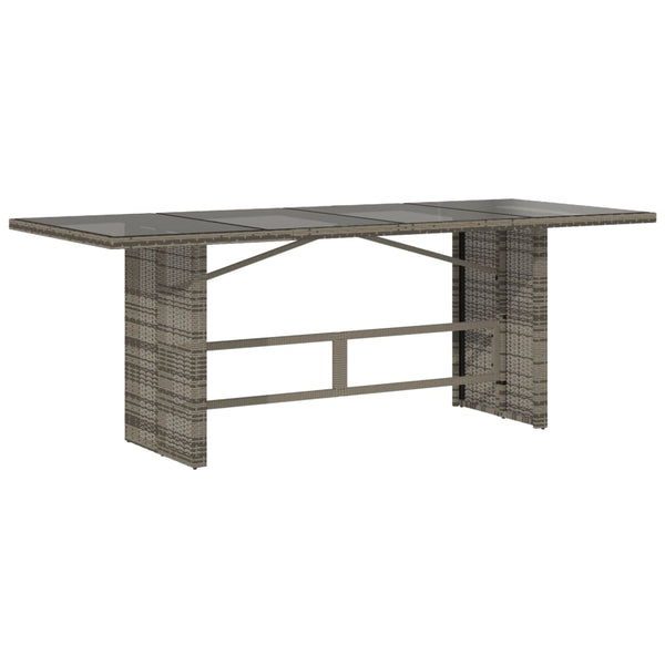 Grauer Gartentisch mit Glasplatte 190x80 cm