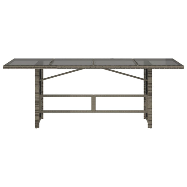 Grauer Gartentisch mit Glasplatte 190x80 cm