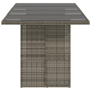 Grauer Gartentisch mit Glasplatte 190x80 cm