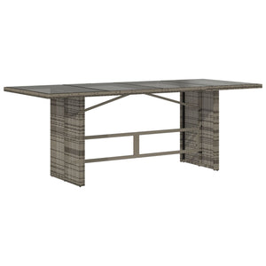 Grauer Gartentisch mit Glasplatte 190x80 cm