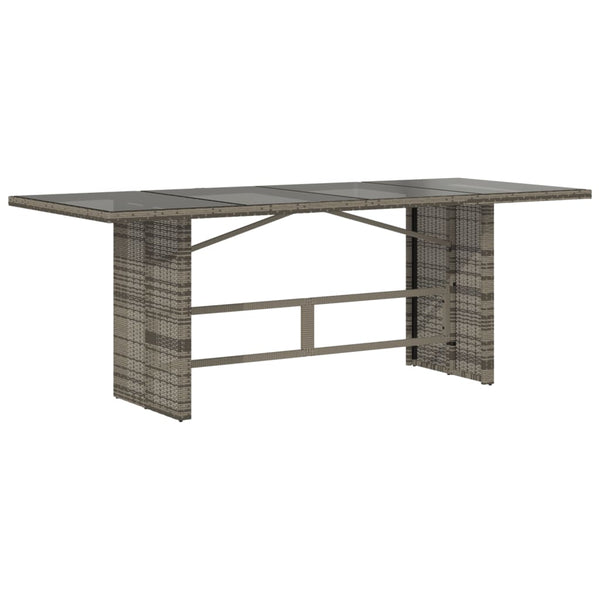 Grauer Gartentisch mit Glasplatte 190x80 cm