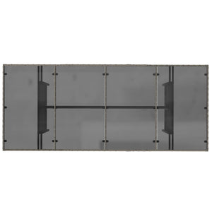 Grauer Gartentisch mit Glasplatte 190x80 cm