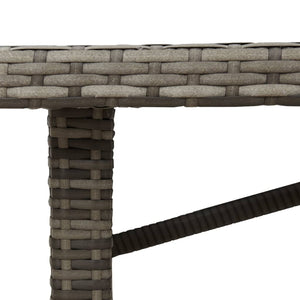 Grauer Gartentisch mit Glasplatte 190x80 cm