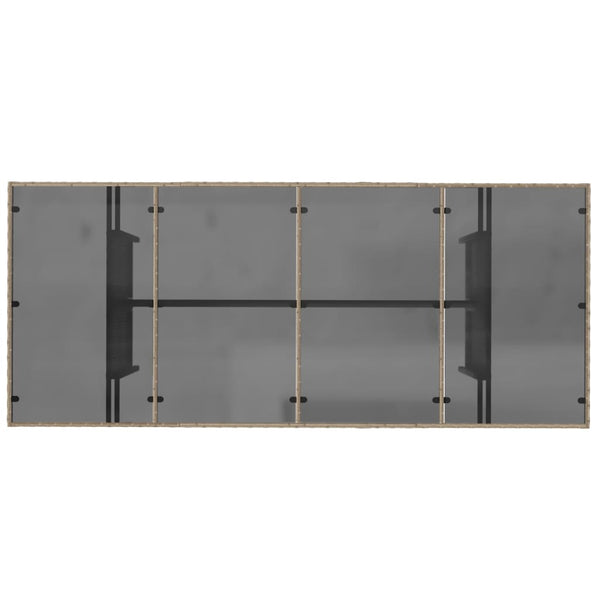 Beiger Gartentisch mit Glasplatte 190x80 cm