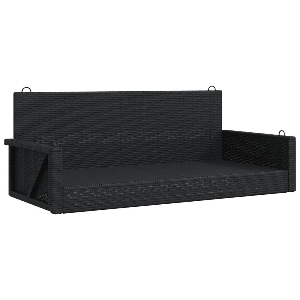 Schwarze Hängebank Poly Rattan 119 cm