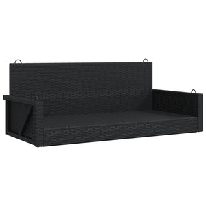 Schwarze Hängebank Poly Rattan 119 cm
