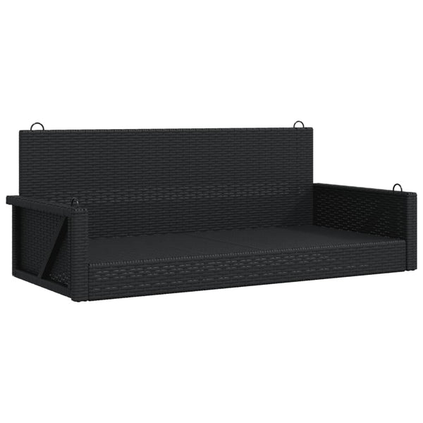Schwarze Hängebank Poly Rattan 119 cm